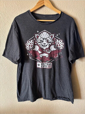 Magic The Gathering MTG Extra Life 2021 Graphic T-Shirt Faded Black Promo Tee